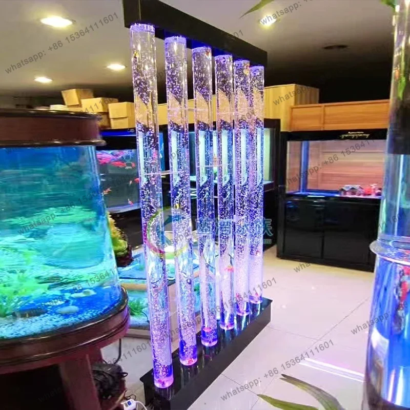 zj.Water curtain wall, running water screen, cylindrical acrylic cylinder, designer fashion decorative partition