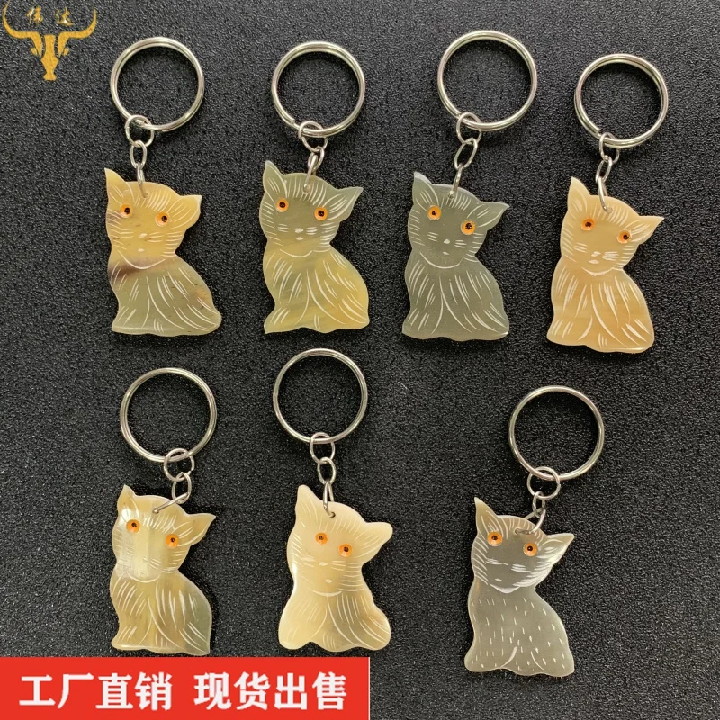 Horn Pendant Keychain Cute Kitten Ornaments Horn Crafts Horn Ornament Horn Comb Factory Wholesale