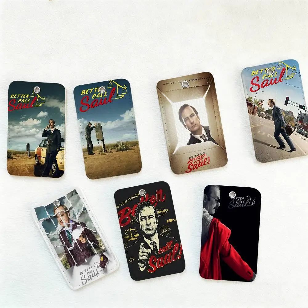 TV series Better Call Saul Rectangle ID Card Case Keychain Access Card Bag Key Tag Ring Leather Card Holder Key Ring Access