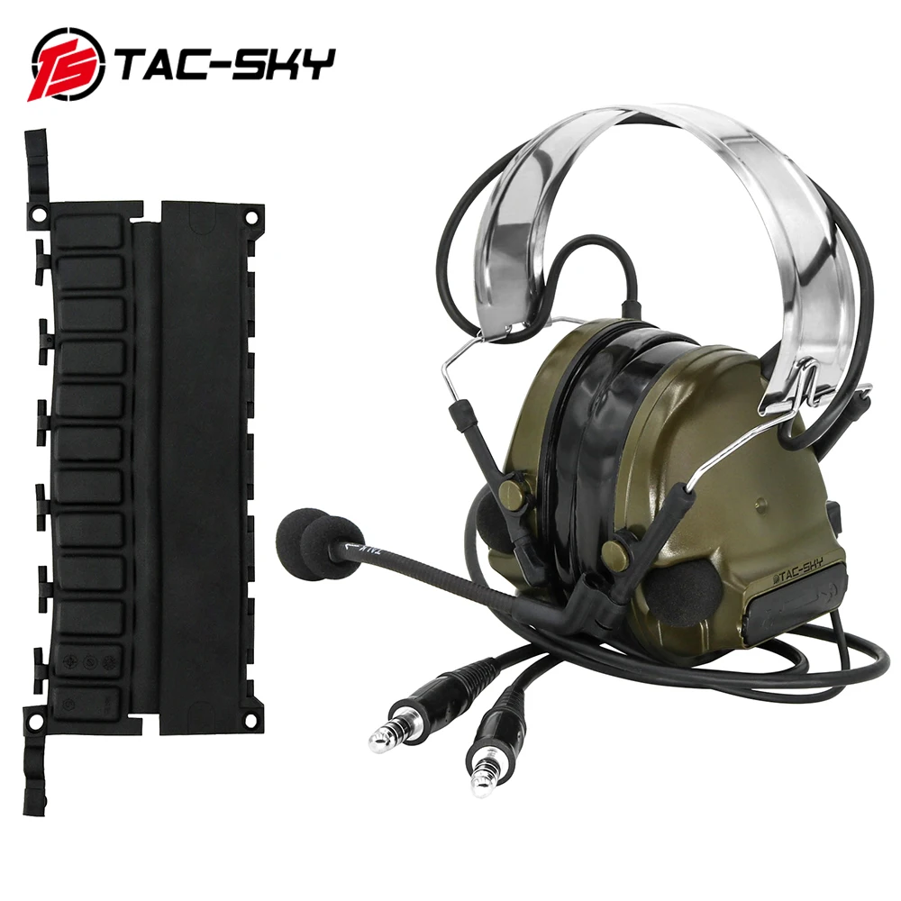 Imagem -05 - Tac-sky Comtac Iii Tático Fone de Ouvido Nova Dupla Passagem Destacável Bandana Caça ao ar Livre Tiro Comtac Walkie Talkie Fone de Ouvido ts