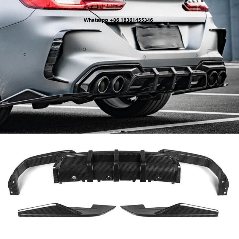 For M8 F91 F92 Coupe 2020+ 2 Door SQ Style 100% Dry Carbon Fiber Rear Bumper Diffuser 3PCS