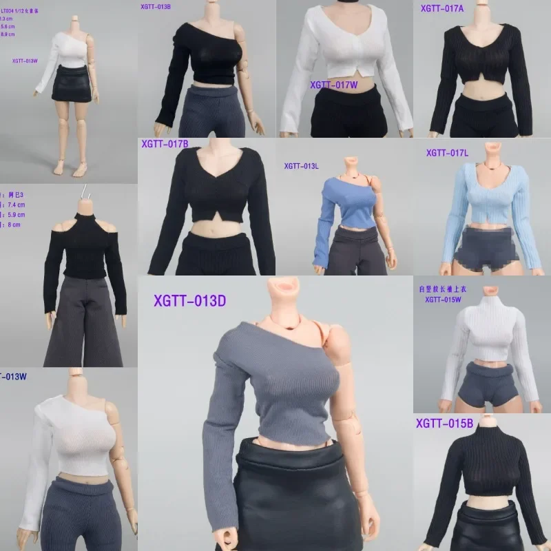 CHILI 1/12 Maßstab Damen Oberteil mit V-Ausschnitt, freiem Bauch, schrägen Schultern und langen Ärmeln, passend für 6'' Spielzeugfiguren, Romankey Body – Detail 1