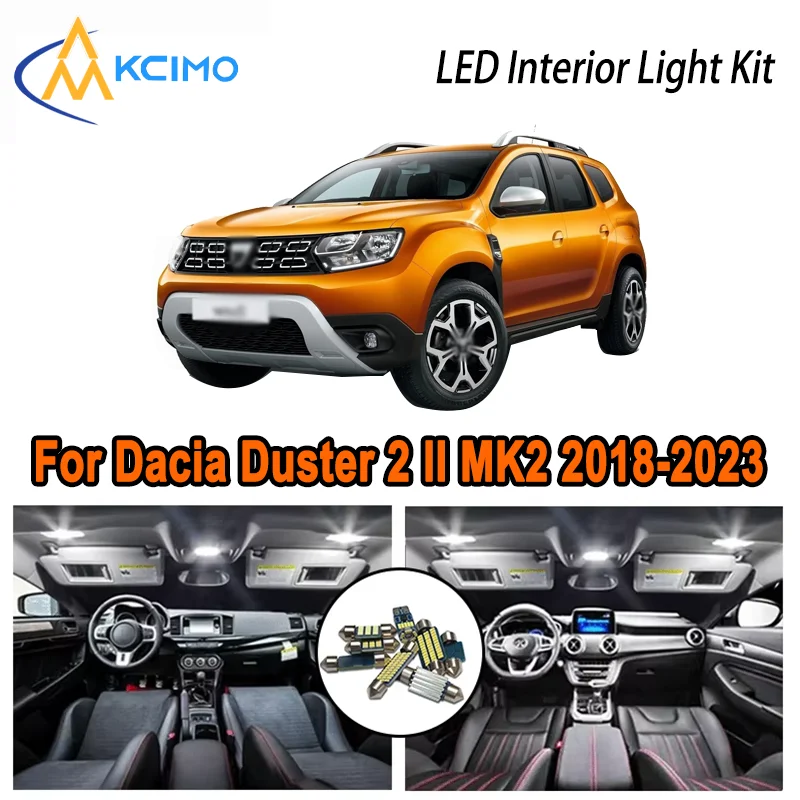 

For Dacia Duster 2 II MK2 2018-2023 2019 2020 2021 2022 LED Interior Dome Map Trunk Light Kit Car Led Lamps Canbus No Error