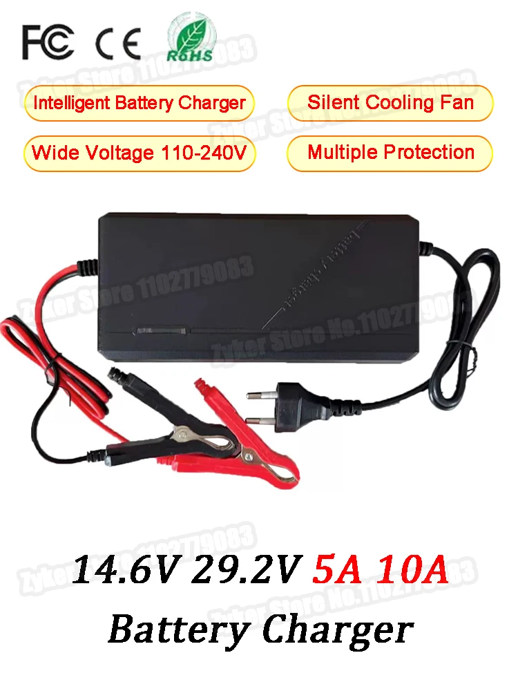 14,6V 29,2V 5A 10A Lifepo4 Batterieladegerät 4S 8S 12V 24V Smart-Ladegerät für Lithium-Eisenphosphat-Batteriepack 110V-240V Ladegerät – Detail 1