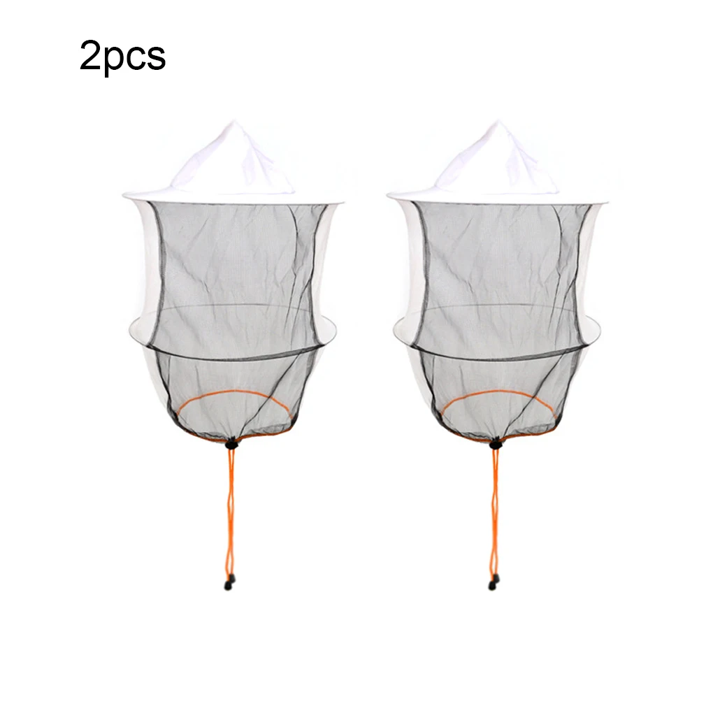 2pcs White Beekeeper Hat with Veil with Adjustable Drawstring High-definition Veil Mesh Beekeeping Hat Protected Sun protection