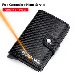 2024 Rfid Men Card Wallets Free Name Engraving Carbon Fiber Card Holder Slim Mini Wallet Small Money Bag Male Purses