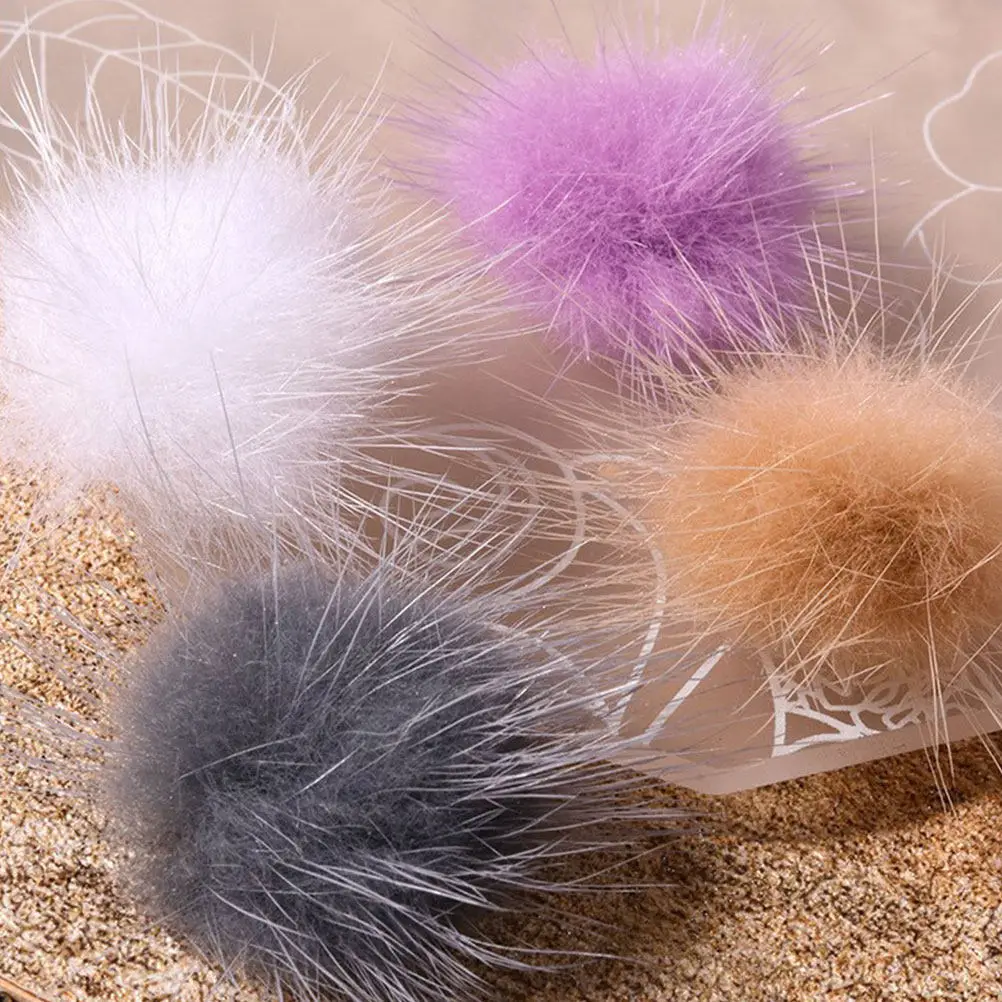 

12pcs Hair Ball Nail Decorations Black Gray White Beige 3 Each Removable DIY Manicure Accessories Art Stickers Reusable