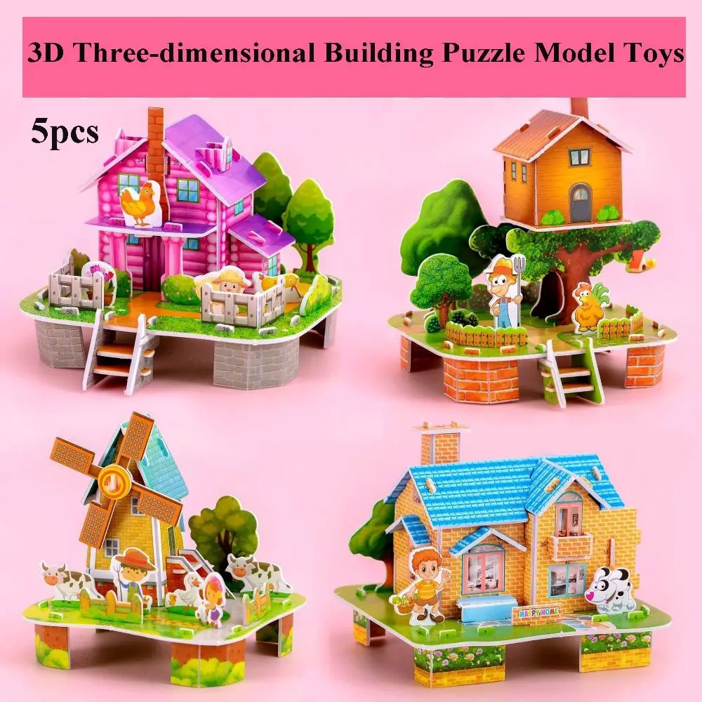 New Handmade 3D Three-dimensional Building 9.8*11cm Random Styles DIY House Assembly Building Model Gifts