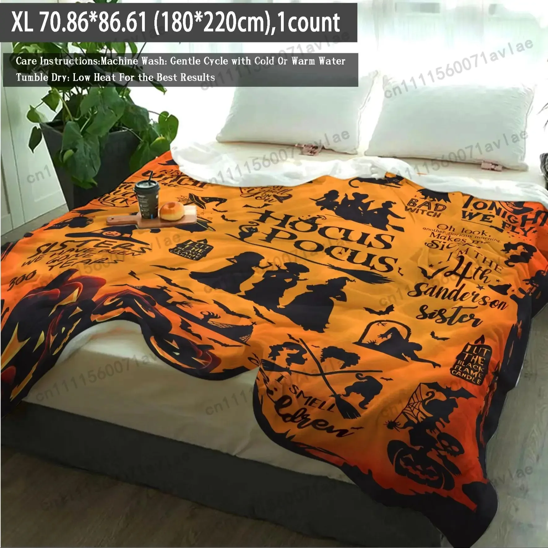 Customize Halloween Themed Blanket, 1 Count Soft Throw Blanket, Air-conditioned Room Blanket for Home Office Travel Camping, Hal
