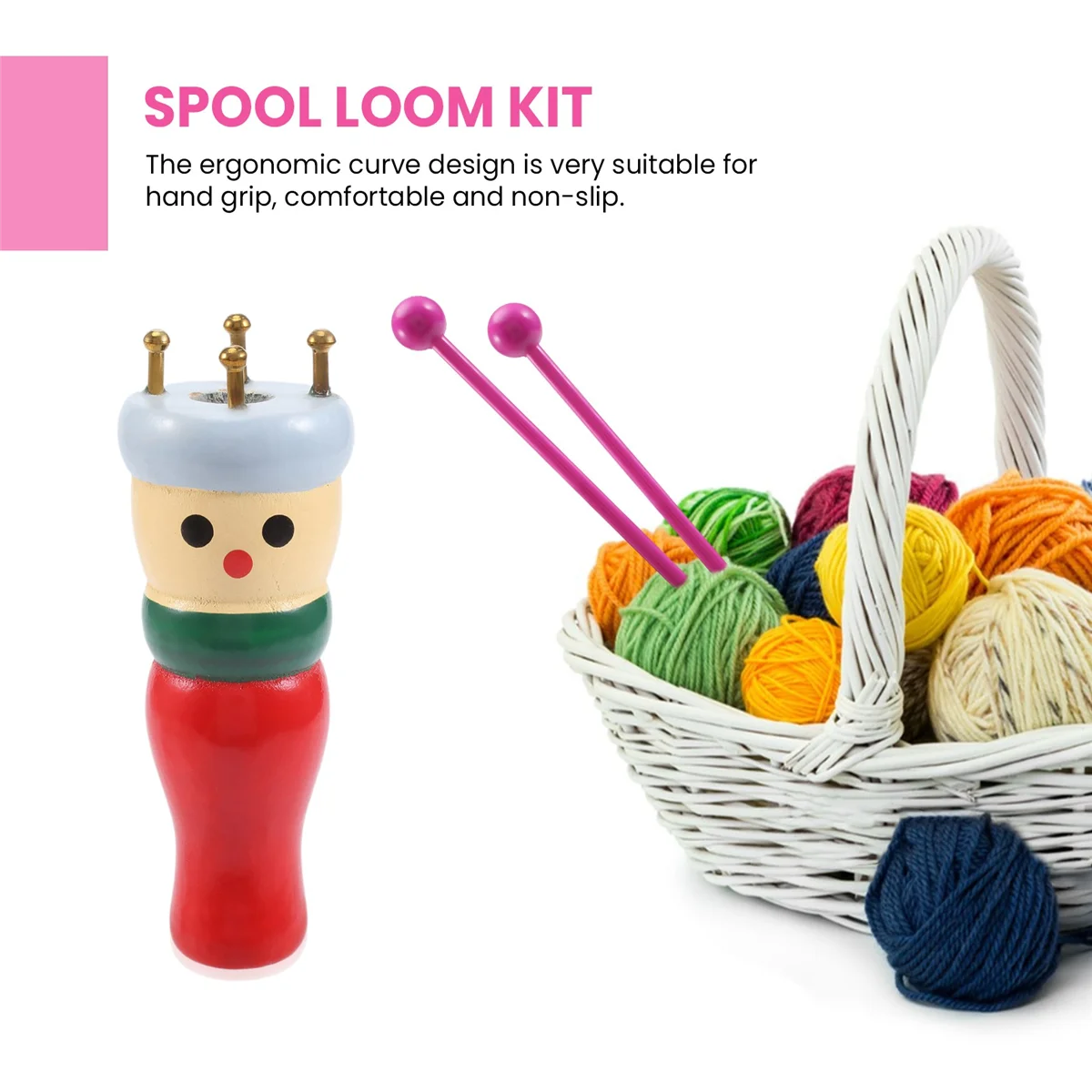 Alat rajut Prancis 2 pak, Set Dolly rajutan kayu Spool mainan tenun rajut boneka untuk membuat gelang, dll