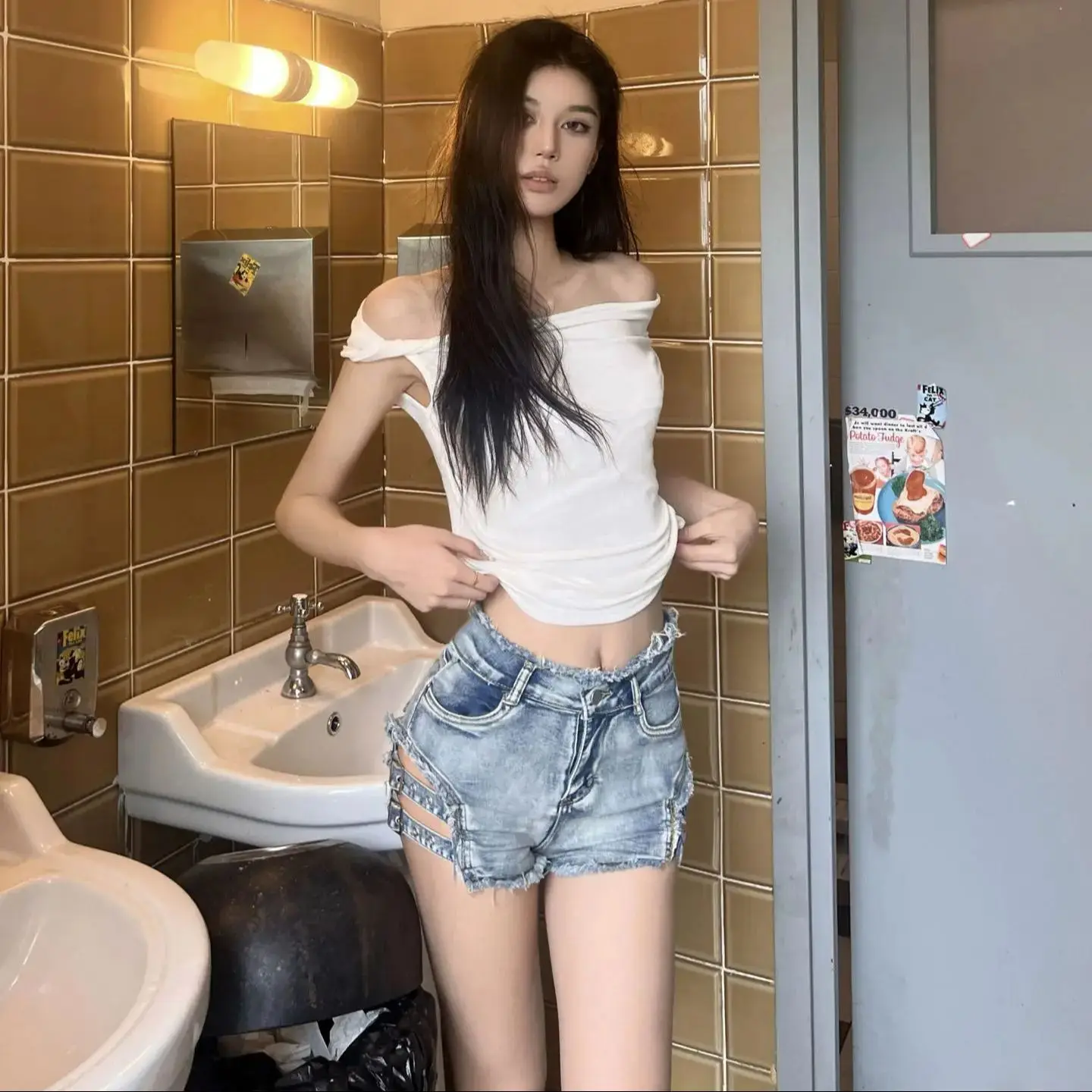 المرأة الصيف مثير ونادي عالية الخصر الدنيم السراويل بانت عالية الجودة تنفس الجينز ممزق للتخسيس