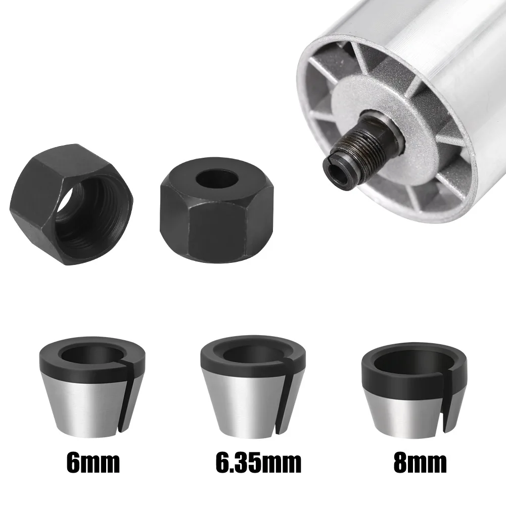2개 세트 6mm 또는 6.35mm 또는 8mm 콜릿 척 너트 포함 조각 트리밍 머신 전기 라우터 밀링 커터 액세서리