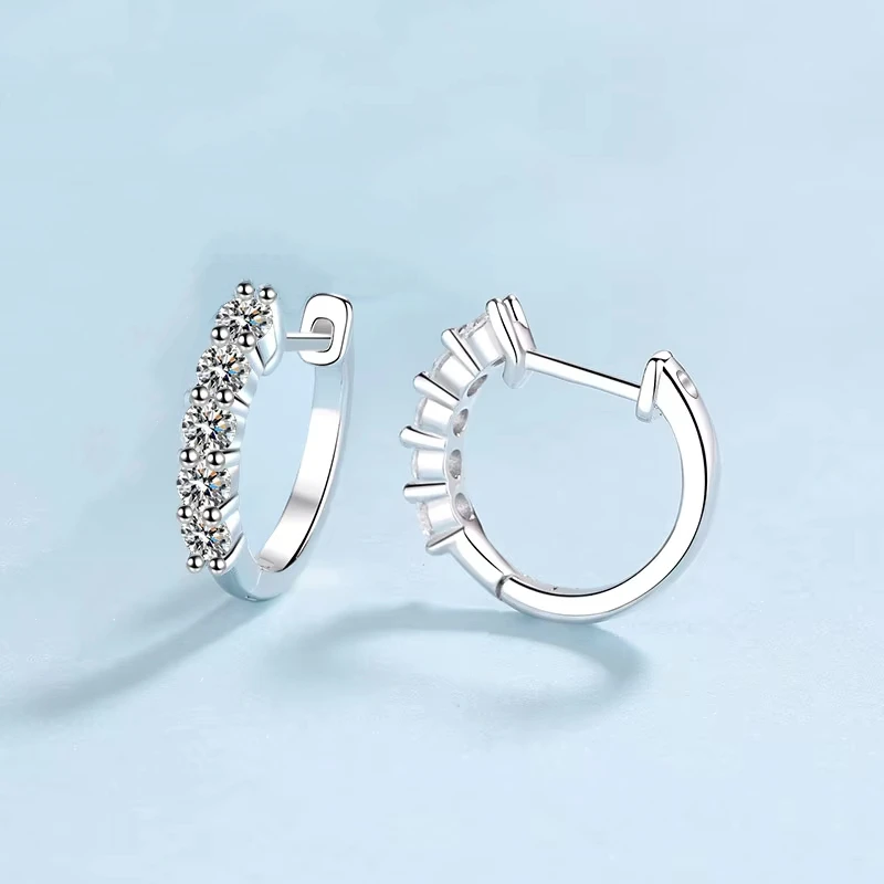 Engagement 18K White Gold Hoop Earrings for Women Wedding Party 1ct Moissanite Diamond Girlfriend Birthday Gift Daughter Jewelry