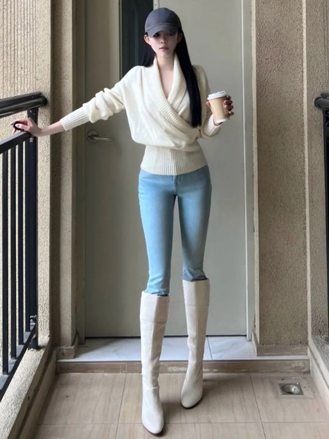 

Slimming Long Sve Women's Knitwear Gentle Sle Waist-Cinching Spring Faionable Casual V-ne Color Versatile Wear