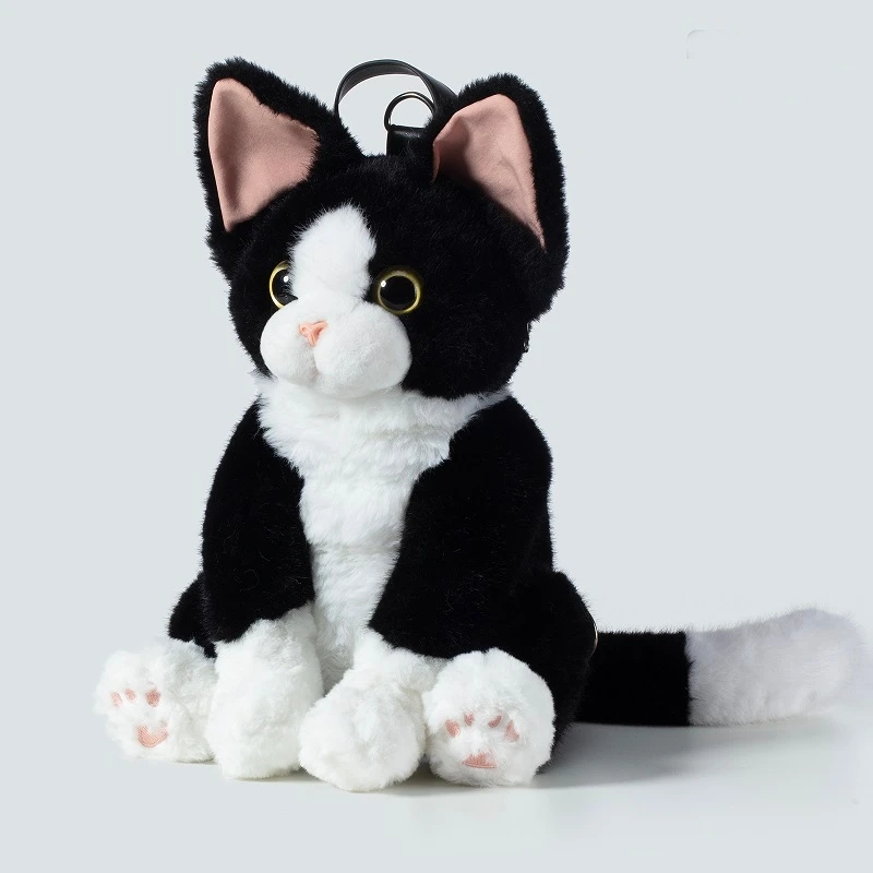 

2026 Hot Cute Cat Shape Backpack Cotton High Capacity Student Commute Bag Simulated Animal Funny Fashion Bag Nuevo Bolso Mujer