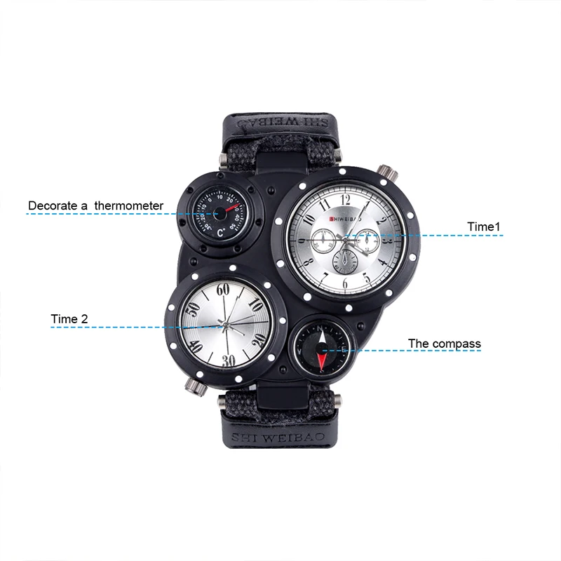 SHIWEIBAO Famous Brand Luxury Quartz Men Watch Wristwatches For Man Gentleman Personality Top Brand Cool 2 3 Dials Mens Watches