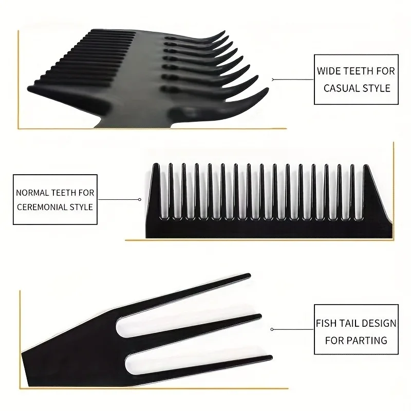 مشط شعر عظم السمكة 3 في 1 من ProHair - أداة احترافية لتصفيف وفك تشابك الشعر - قطعة واحدة من ملحقات بلاستيكية لجميع أنواع الشعر