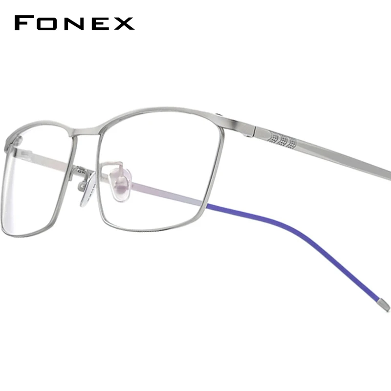 FONEX Pure Titanium Glasses Frame Men New Brand Design Square Eyeglasses Ultralight-Weight High Quality Japanese Eyewear 85726