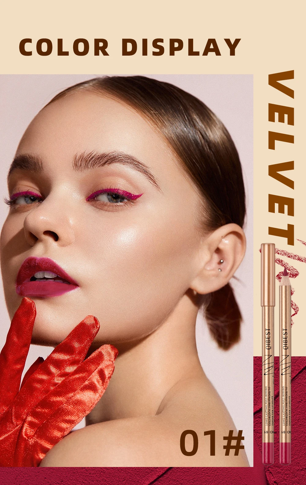 QIBEST 12 Farben Lippenstifte Matte Lipliner Bleistift Wasserdicht Lippenstift Lip Liner Stift Glatte Nude Lippenstift Stifte Für Lippen Make-Up – Detail 7