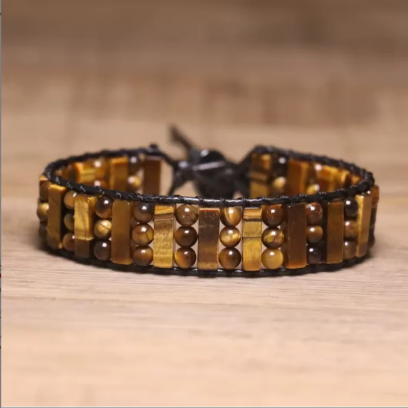Chic Waterproof Purple Mica Wrap Woven Crystal Leather Women Bracelet Healing Protection Strength Bracelet Gift for Her