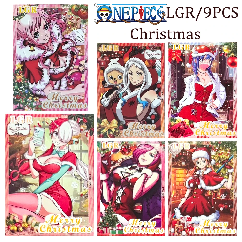 One Piece DIY 9PCS/SETChristmas style collectible cards flickering Luffy Zoro Hancock Yamato Robin Nami Perona Collectible cards