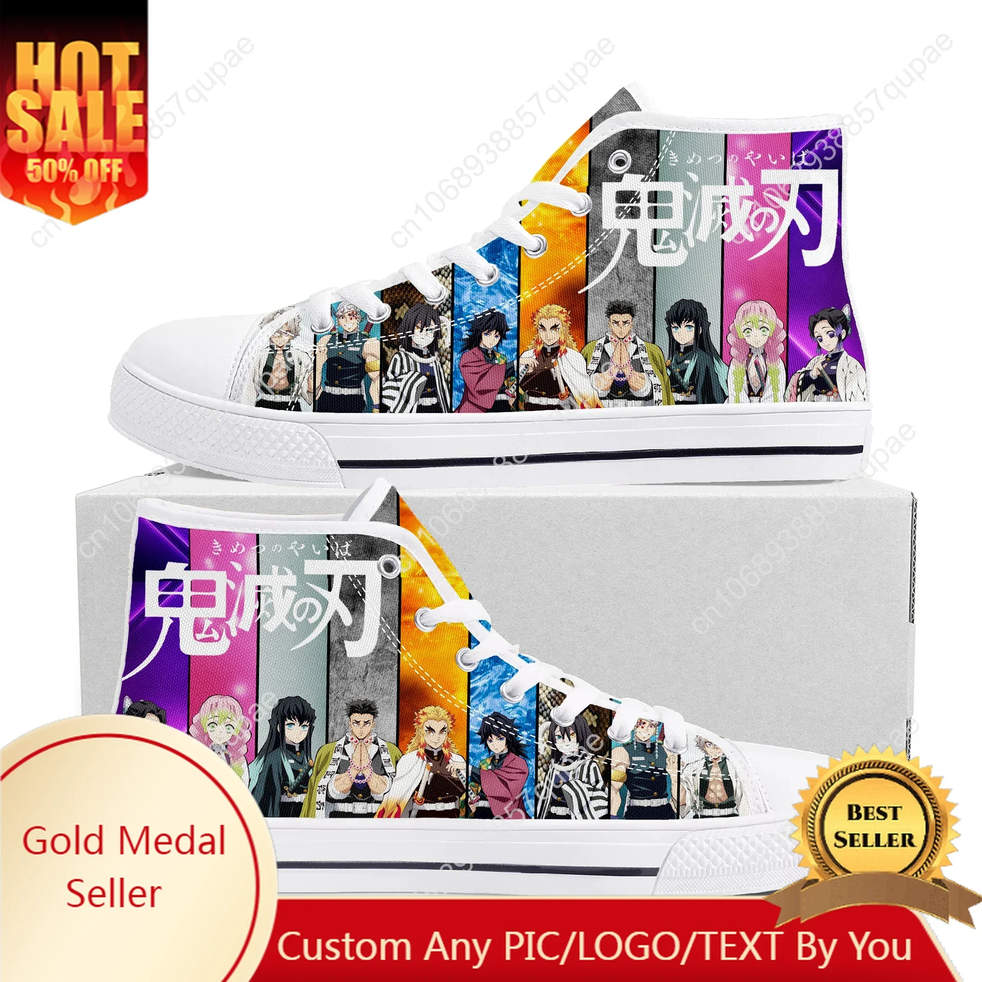 

Kamado Tanjirou Cartoon High Top High Quality Sneakers Mens Womens Teenager Canvas Sneaker Custom Made Shoes Customize DIY Shoe