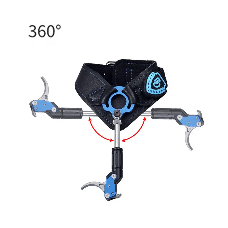 Archery Bow Release 360 Degree Rotatable Jaw Adjustable Leather Wristband Release Aids Compound Bow Hunting Shooting Accessories