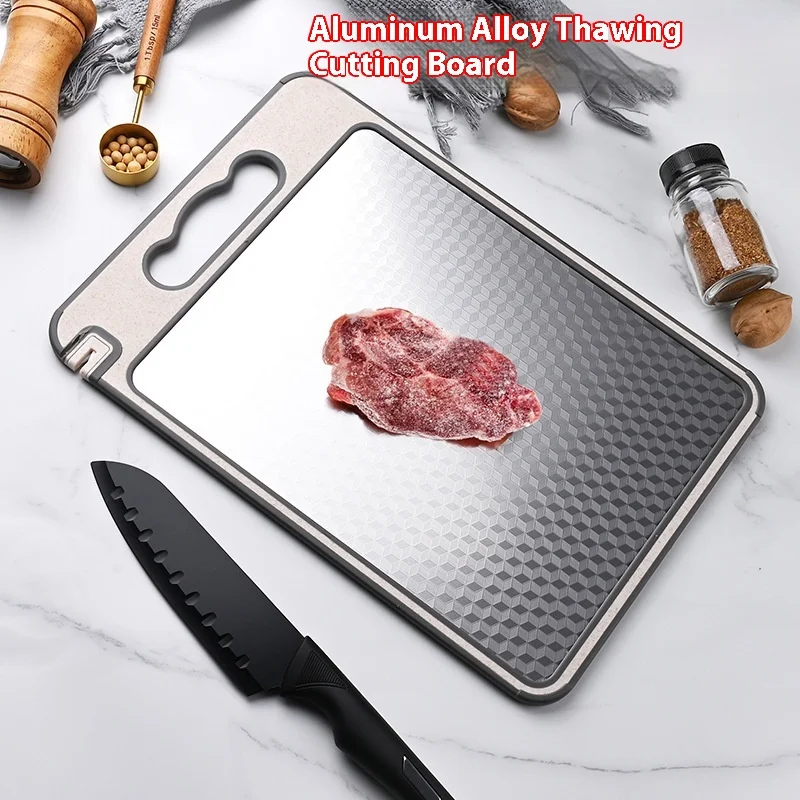 

Двусторонняя разделочная доска из нержавеющей стали 304 со встроенной точилкой — нескользящая канавка для сока, можно мыть в посудомоечной машине — мясо/очки/фрукты