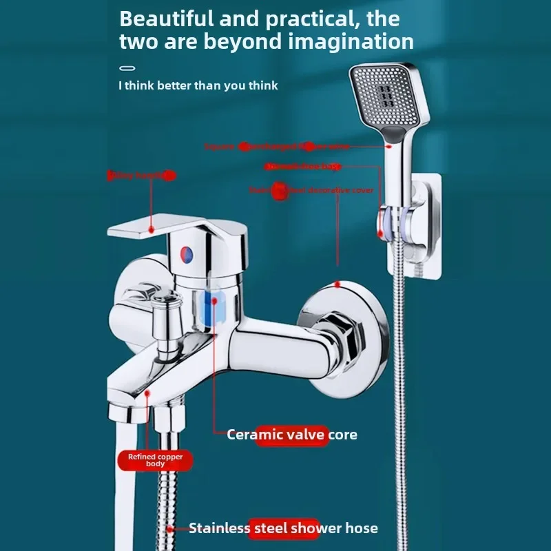 

Bathroom Faucet Shower Hot and Cold Mixing Valve Showerhead Faucets Set Bathroom Bathtub Water Heater Triple Joint Faucet