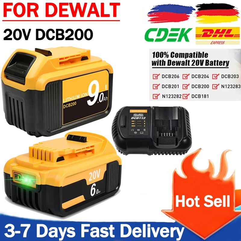 

20V 6000mah For Dewalt Replacement battery DCB606 DCB609 DCB205 DCB206 DCB209 DCB182 Cordless Power Tool Battery