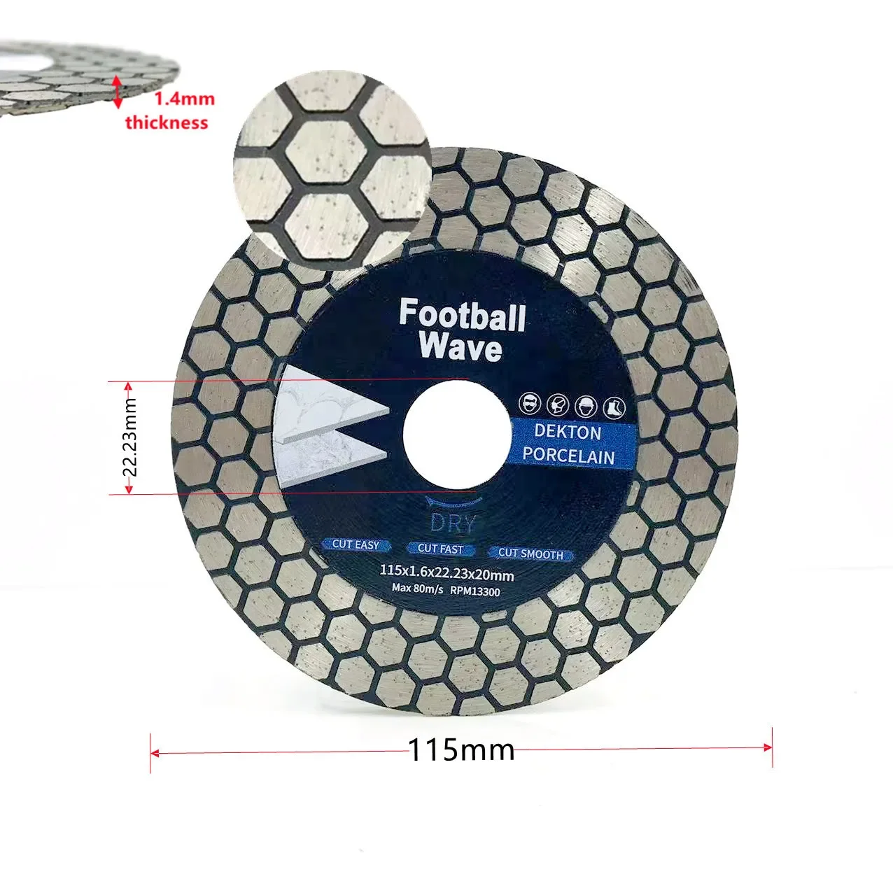 45° Angle Cut 115/125mm Tile Diamond Saw Discs Hexgonal Cutting and Grinding Blade Wide Application Chip Free Wet/Dry Cutting