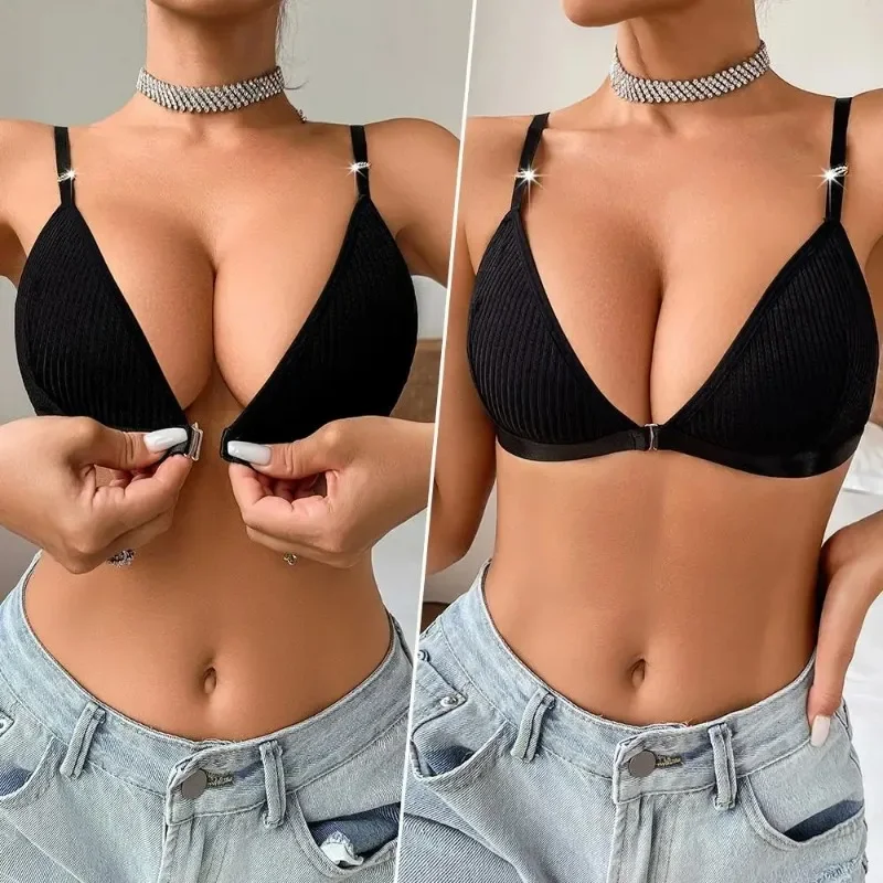 Soutien-gorge Sexy à fermeture frontale pour femmes, sous-vêtements réglables, brassière sans fil, respirant, Push Up, Lingerie intime féminine