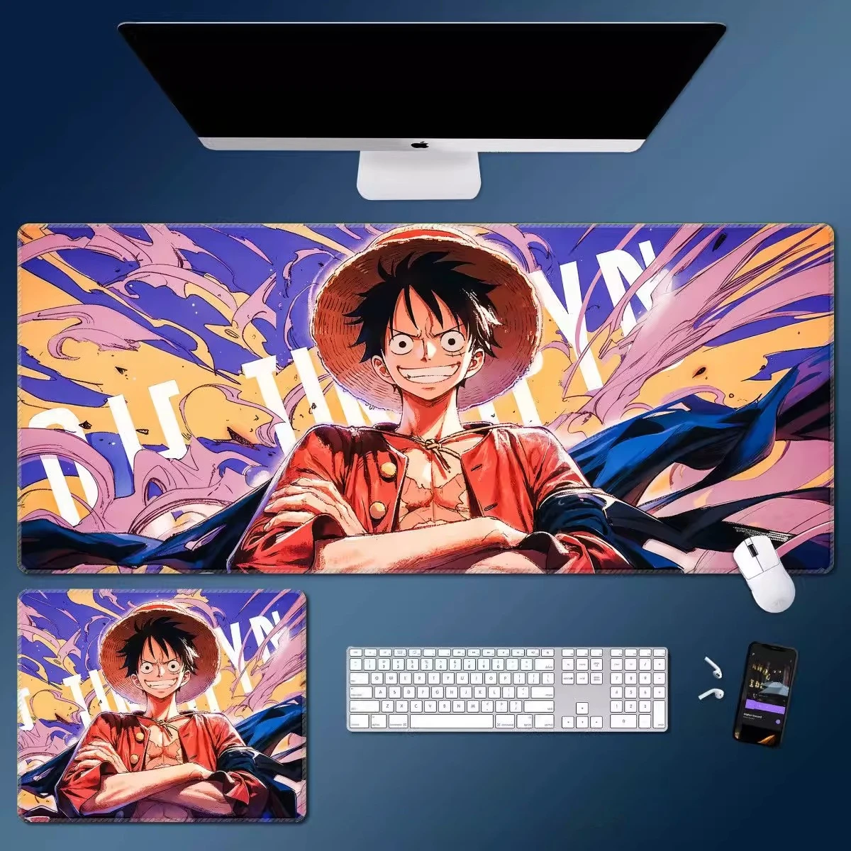 

Коврик для стола с аниме-принтом для мальчиков и девочек, нескользящий, грязеотталкивающий, коврик для мыши ONE PIECE, большой коврик для клавиатуры с Луффи и Ророноа Зоро