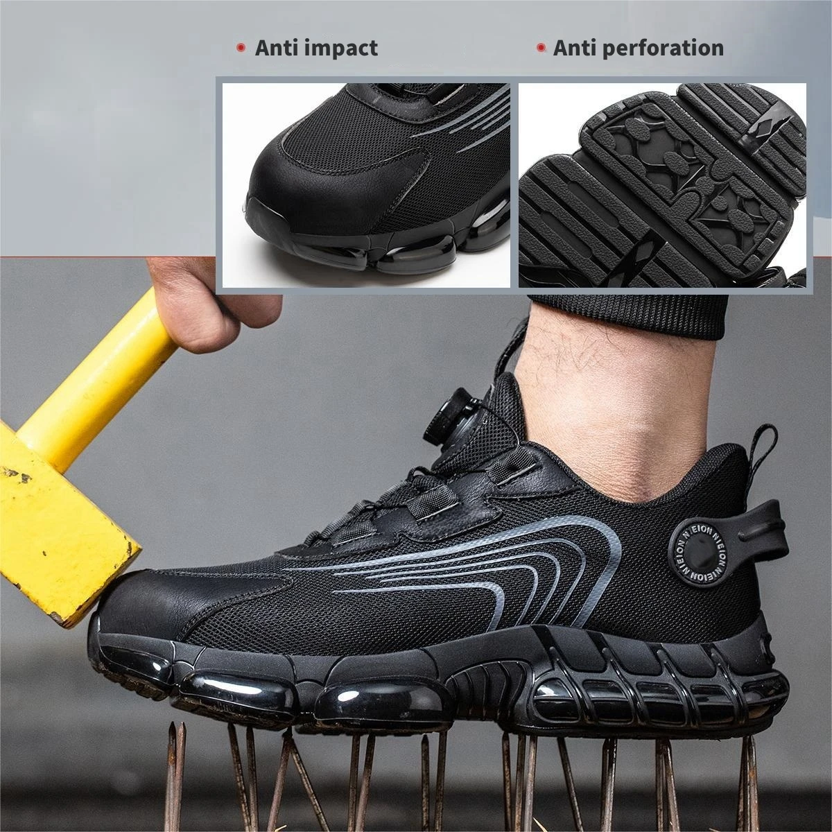 Zapatillas de trabajo con hebilla giratoria, zapatos protectores de Seguridad Industrial a prueba de perforaciones, zapatos con punta de acero antigolpes