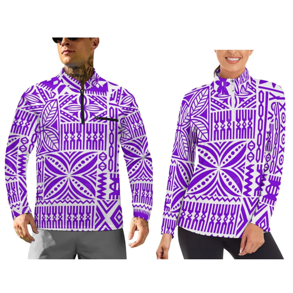 

Мужские и женские осенние и зимние спортивные комплекты с длинными рукавами для пар с принтами в полинезийском стиле и настраиваемыми узорами