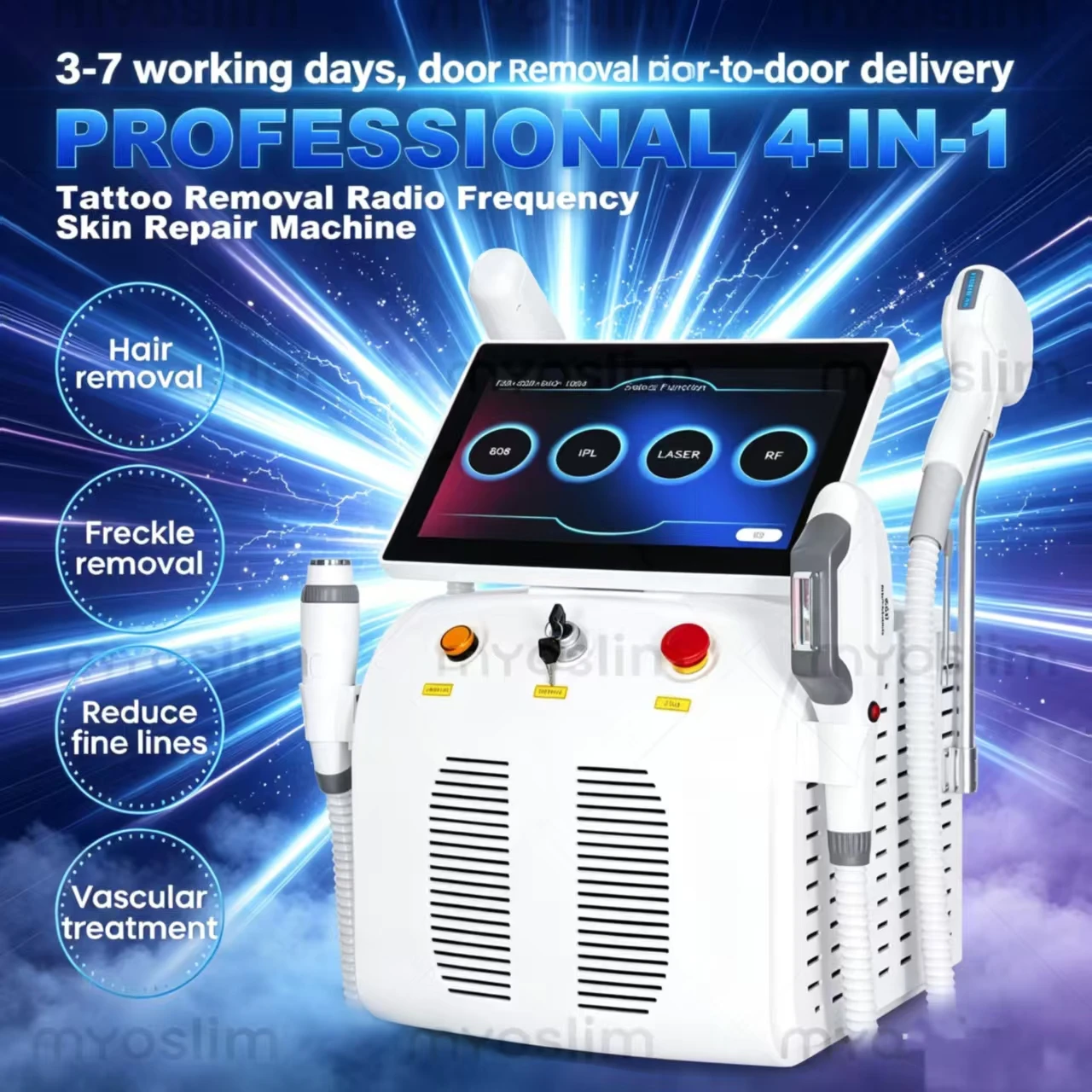 4in1 808 Diode Laser Hair Removal IPL Skin Rejuvenation Picosecond Laser Tattoo Removal RF Face Lifting Ice Point Painless Salon