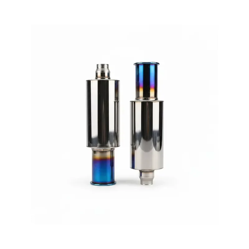 Premium Universal Exhaust Muffler Stainless Steel Polished Burnt Tip Performance Racing Muffler Fits Most Car Models