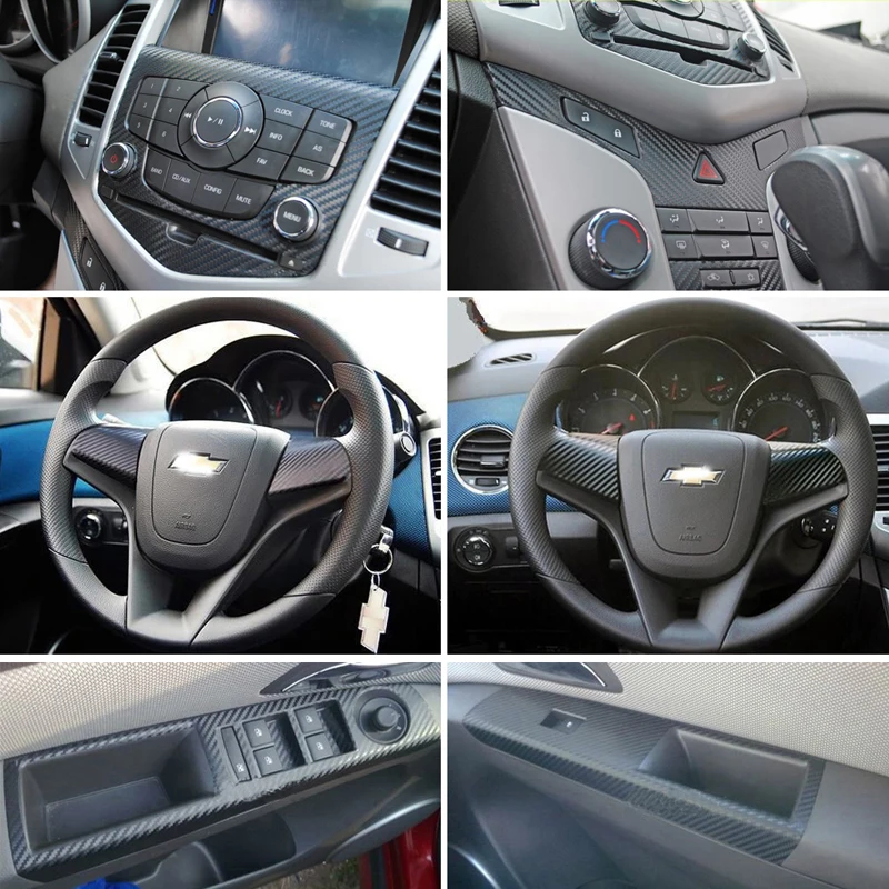For Chevrolet Cruze Interior Central Control Panel Door Handle 3D/5D Carbon Fiber Stickers Decals Car styling Accessorie