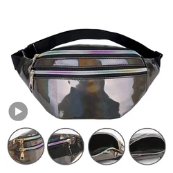 ผู้หญิงผู้ชายเอวกระเป๋า Fanny Pack PU หนัง Holographic สําหรับชาย Kangaroo Bum Hip Belly กล้วยสุภาพสตรีเข็มขัดกระเป๋าซอง Waistbag