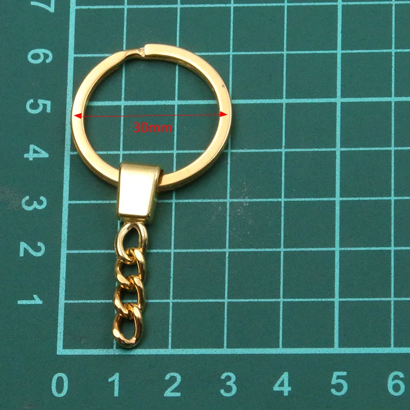 10pcs 4 Color Key Ring ( Circle Size: 30mm ) Key Chain Rhodium Bronze Gold KC Plated 50mm Long Round Split Keychain Keyrings