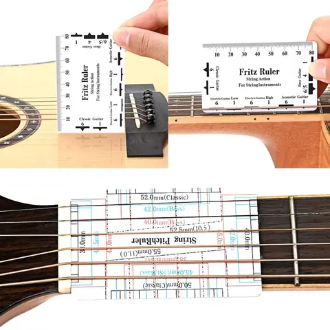 기타 현 높이 측정 도구 다기능 기타 사양 눈금자 카드 Luthier 도구 현악기 액세서리