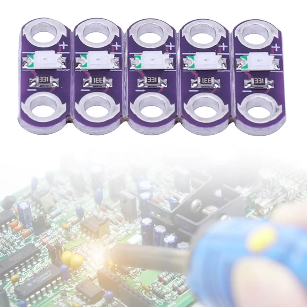 حزمة من 5 مصابيح LED Lilypad أحمر/أبيض/أصفر/أزرق/أخضر Lilypad LED وحدة إضاءة لمشاريع Arduino IDE E-Textiles التي يمكن ارتداؤها #2