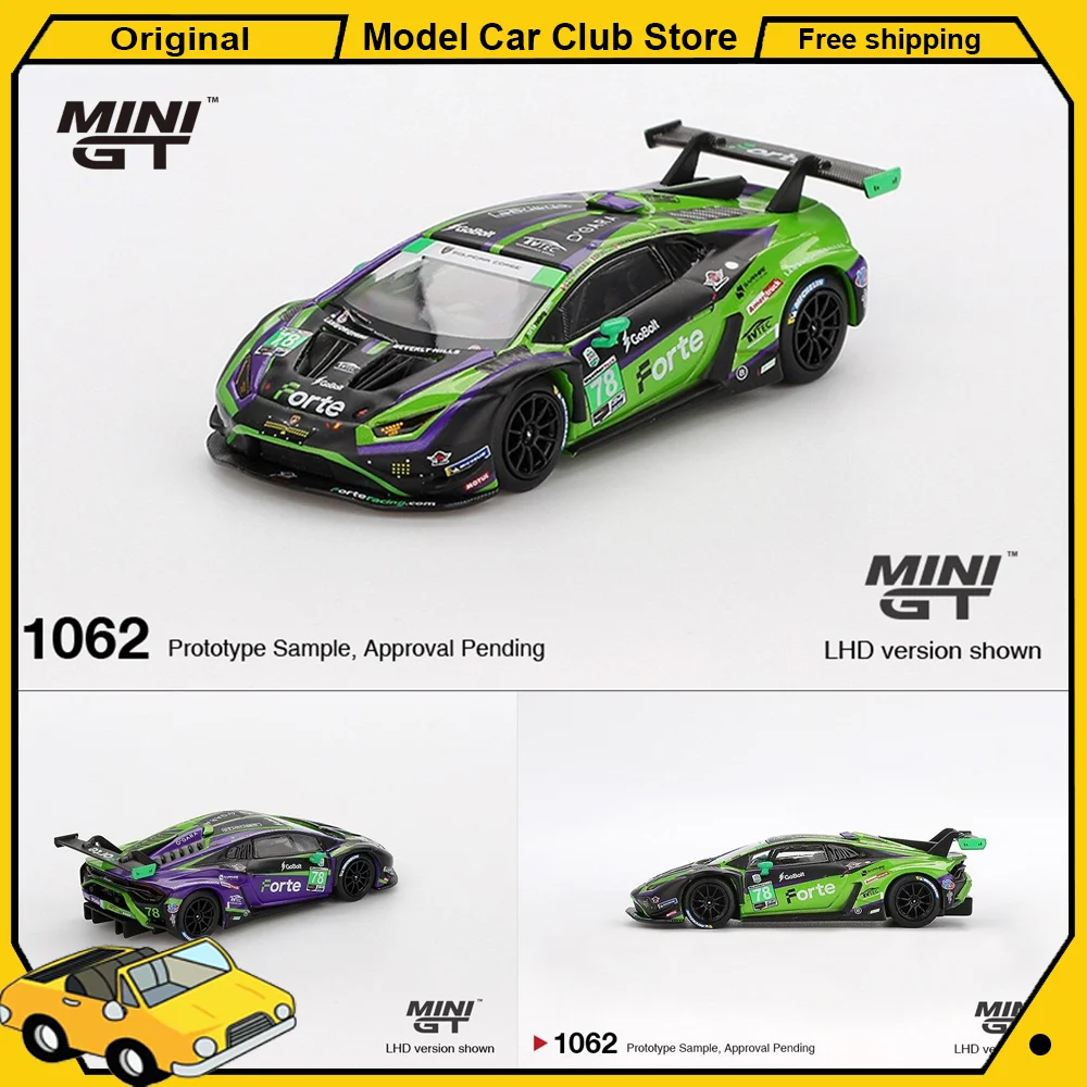 

MINIGT 1/64 Scale #1062 Lamborghini Huracán GT3 EVO2 #78 Forte Racing Rexy Roxy Car Alloy Model Miniature Diecast Collection Toy