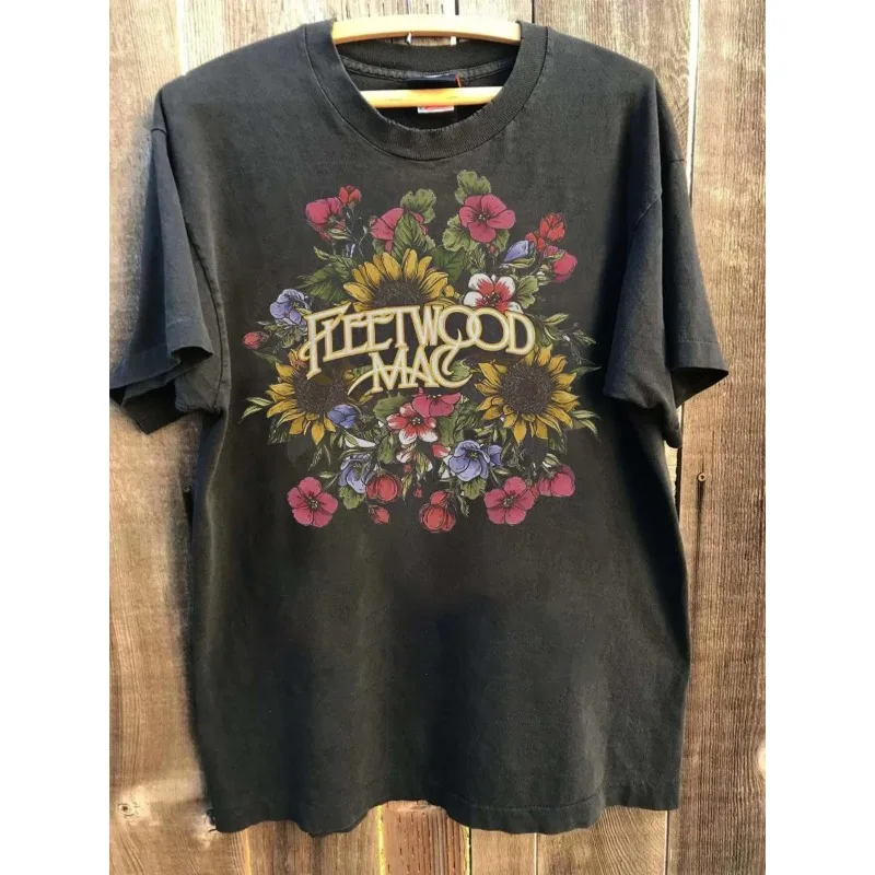 Camiseta con estampado Floral de Fleetwood Mac, camiseta clásica de banda de Rock para hombre, novedad de verano, camiseta informal de algodón a la moda Unisex