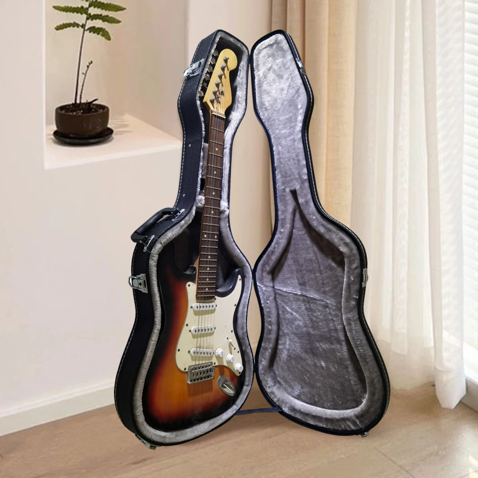 Guitar Bag PU Leather Professional Dustproof Carrying Bag Hard Shell Guitar Case for Accessories Straps Tuners Picks Capos