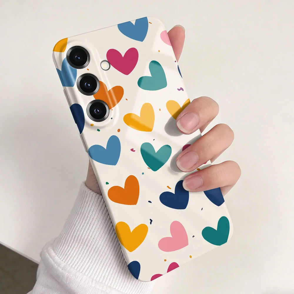 Colorful Love Heart Case For Samsung S26 S25 S24 S23 S22 Plus S21 Ultra Edge S23 S24 S25 FE Hard PC Shockproof Phone Cover