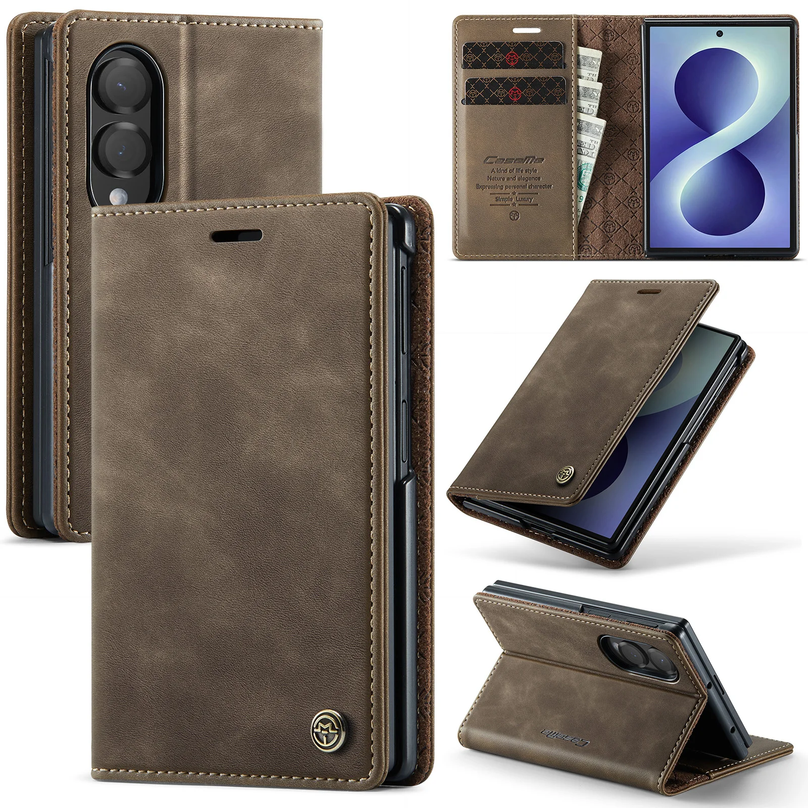 Hot sales Vintage Style Flip Cards Wallet Leather Cover for Samsung Galaxy Z Fold8 Fold 8 Wide Book Stand Shockproof Slim fit