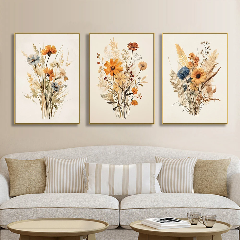 

Vintage wildflower prints rustic farmhouse art floral aesthetic wall art gallery wall decor set canvas print poster home decor