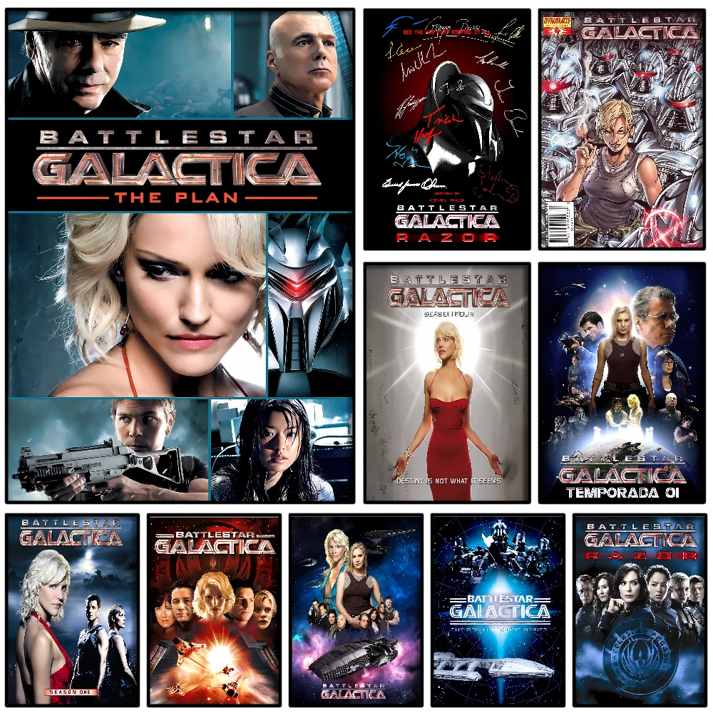 Battlestar Galactica Movie Poster Self-adhesive Art Waterproof Paper Sticker Coffee House Bar Room Wall Decor