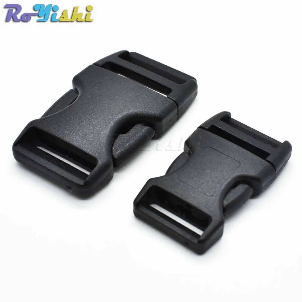 2pcs/pack 20mm 25mm Contoured Curved For Paracord Bracelet & Dog Harness Plastic Buckle Black Backpack Straps Webbing